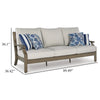 Ashley Inaya Outdoor Sofa, 4 Throw Pillows, Cream White, 89 Inch Brown Metal