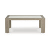 Ashley Isle Outdoor Cocktail Coffee Table, Woodlike Gray Brown Metal, 48 Inch