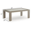 Ashley Isle Outdoor Cocktail Coffee Table, Woodlike Gray Brown Metal, 48 Inch