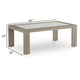 Ashley Isle Outdoor Cocktail Coffee Table, Woodlike Gray Brown Metal, 48 Inch