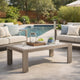 Ashley Isle Outdoor Cocktail Coffee Table, Woodlike Gray Brown Metal, 48 Inch