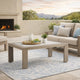 Ashley Isle Outdoor Cocktail Coffee Table, Woodlike Gray Brown Metal, 48 Inch