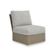 Ashley Isle Outdoor Armless Chair, Gray Cushion, Woodlike Brown Metal Frame