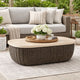 Ashley Kimo Outdoor Cocktail Coffee Table, Brown Wicker Details, 50 Inch