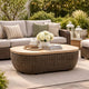 Ashley Kimo Outdoor Cocktail Coffee Table, Brown Wicker Details, 50 Inch
