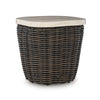 Ashley Kimo Outdoor Square End Table, Dark Brown Wicker Details, 23 Inch