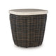 Ashley Kimo Outdoor Square End Table, Dark Brown Wicker Details, 23 Inch