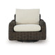 Ashley Kimo Outdoor Swivel Glider Lounge Chair, Beige, Dark Brown Metal