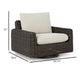 Ashley Kimo Outdoor Swivel Glider Lounge Chair, Beige, Dark Brown Metal