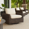 Ashley Kimo Outdoor Swivel Glider Lounge Chair, Beige, Dark Brown Metal