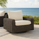 Ashley Kimo Outdoor Swivel Glider Lounge Chair, Beige, Dark Brown Metal