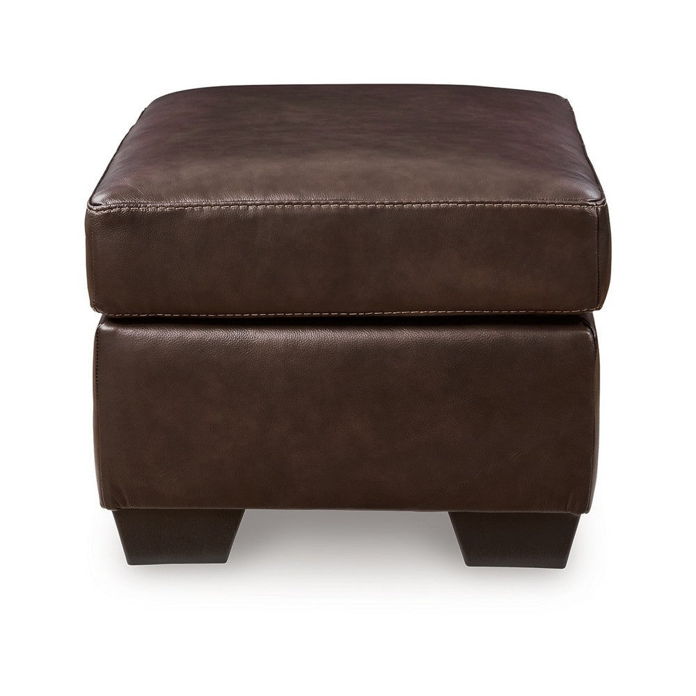 Ashley Orion Ottoman 34 Inch Rich Dark Brown Real and Faux Leather Cushion BM329008