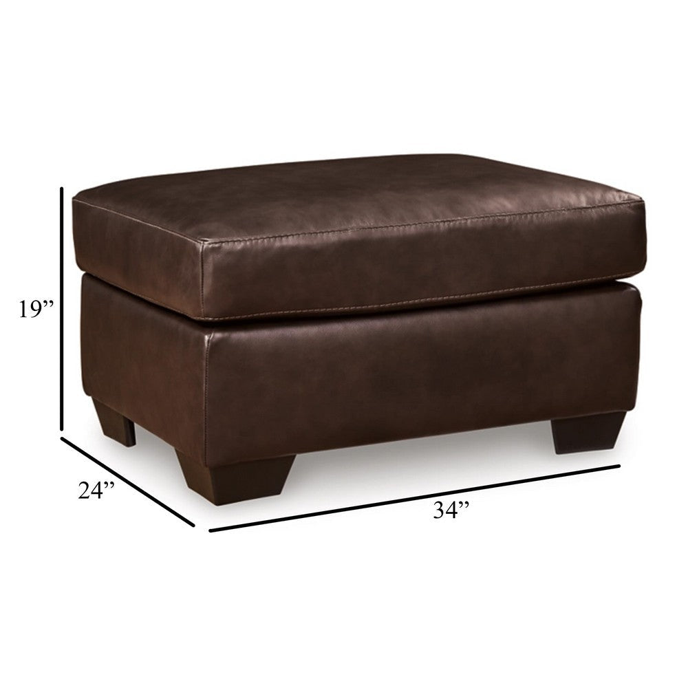 Ashley Orion Ottoman 34 Inch Rich Dark Brown Real and Faux Leather Cushion BM329008