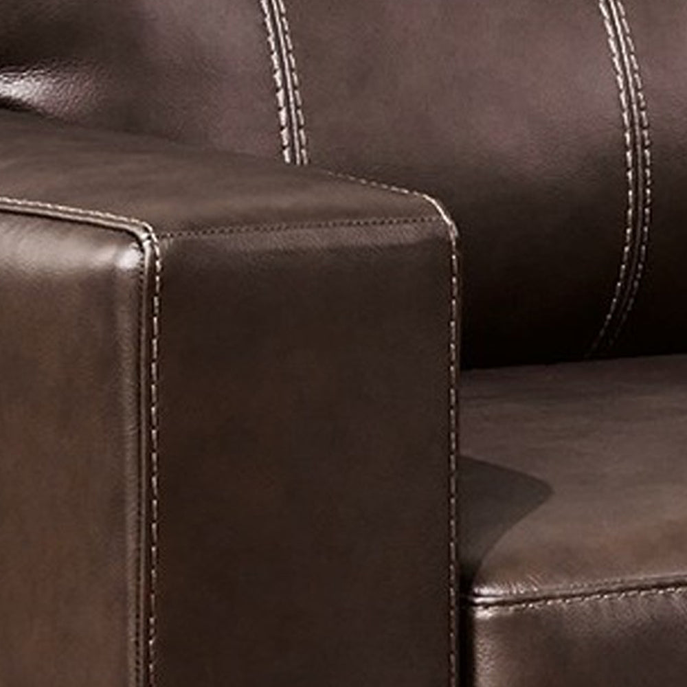 Ashley Orion Armchair, Modern Dark Brown Tufted Real and Faux Leather Cushion
