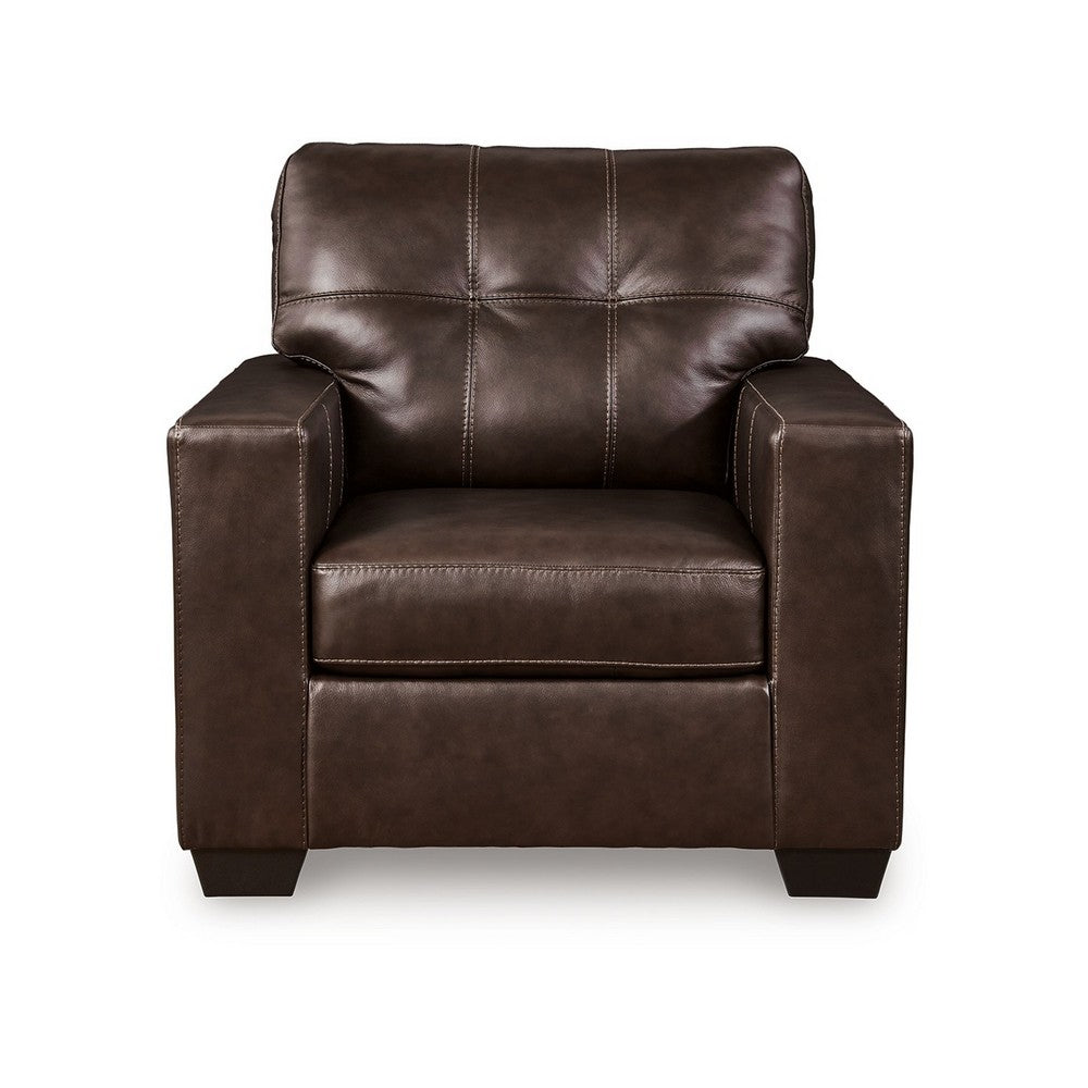Ashley Orion Armchair, Modern Dark Brown Tufted Real and Faux Leather Cushion