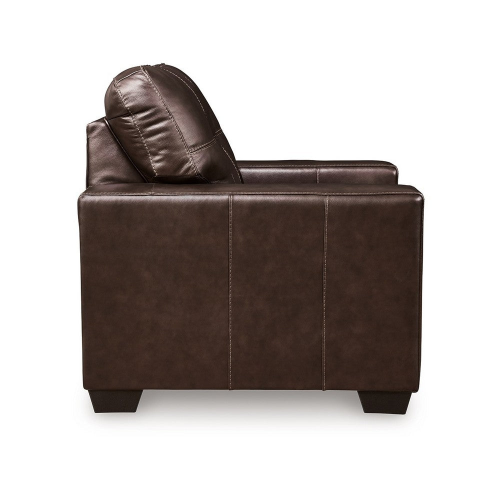 Ashley Orion Armchair, Modern Dark Brown Tufted Real and Faux Leather Cushion