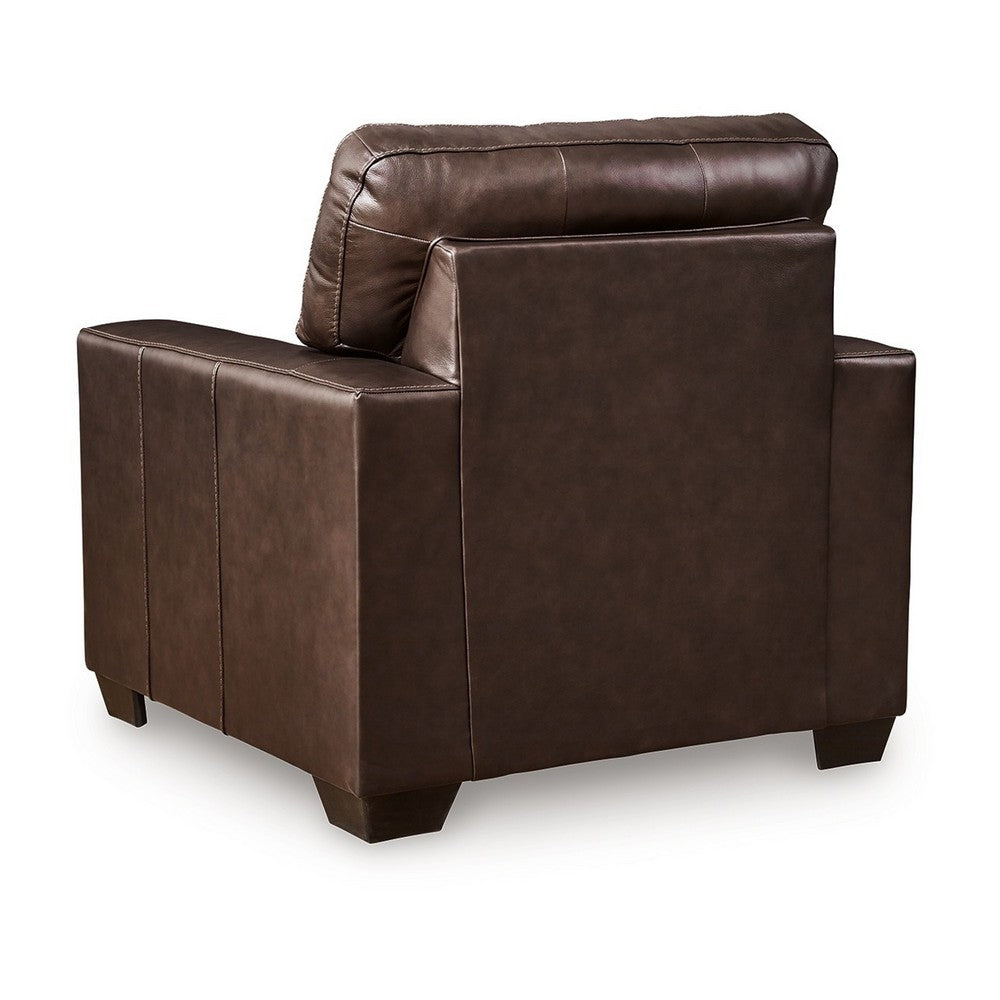 Ashley Orion Armchair, Modern Dark Brown Tufted Real and Faux Leather Cushion