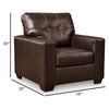 Ashley Orion Armchair, Modern Dark Brown Tufted Real and Faux Leather Cushion