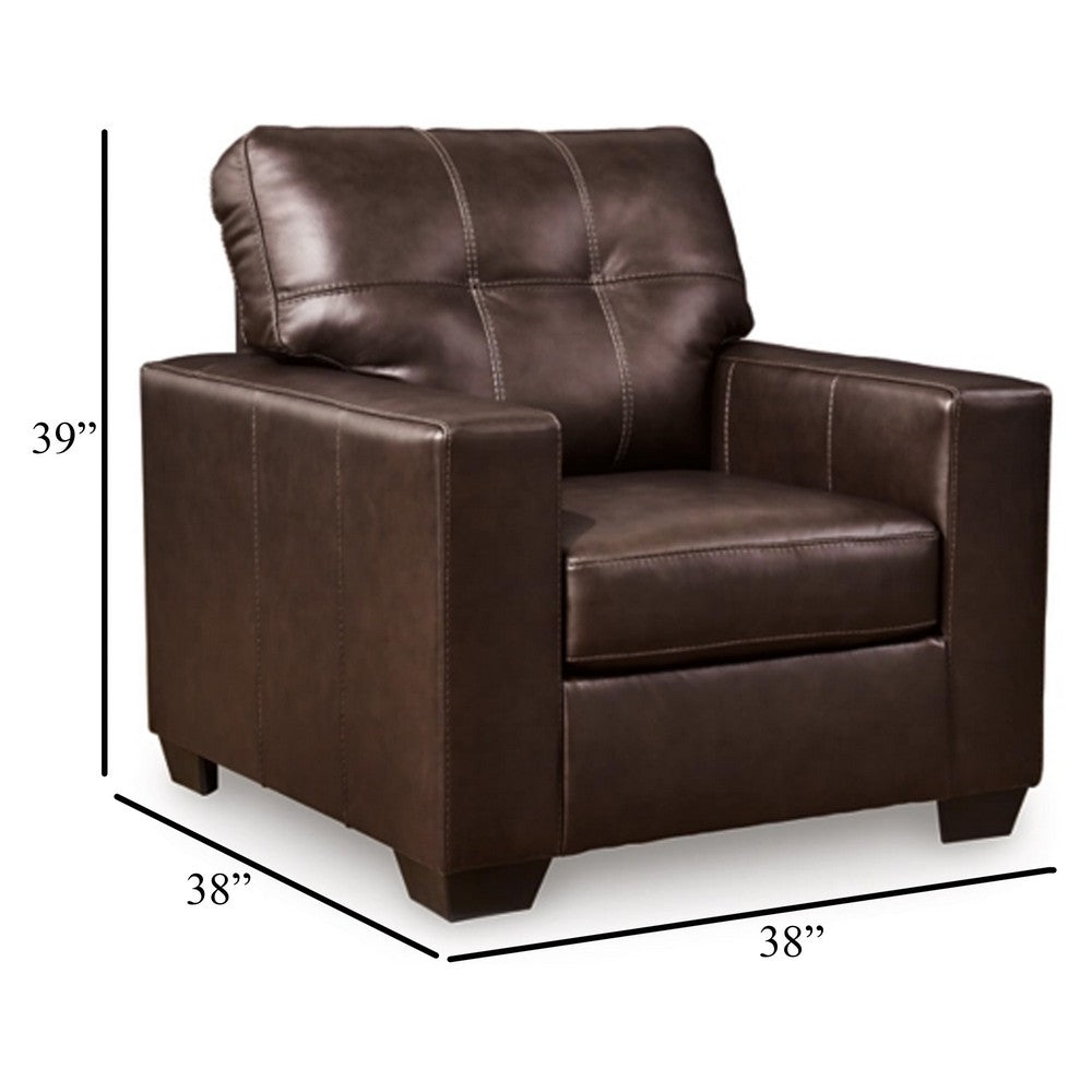 Ashley Orion Armchair, Modern Dark Brown Tufted Real and Faux Leather Cushion
