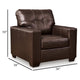 Ashley Orion Armchair, Modern Dark Brown Tufted Real and Faux Leather Cushion