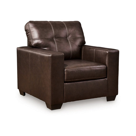 Ashley Orion Armchair, Modern Dark Brown Tufted Real and Faux Leather Cushion