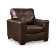 Ashley Orion Armchair, Modern Dark Brown Tufted Real and Faux Leather Cushion