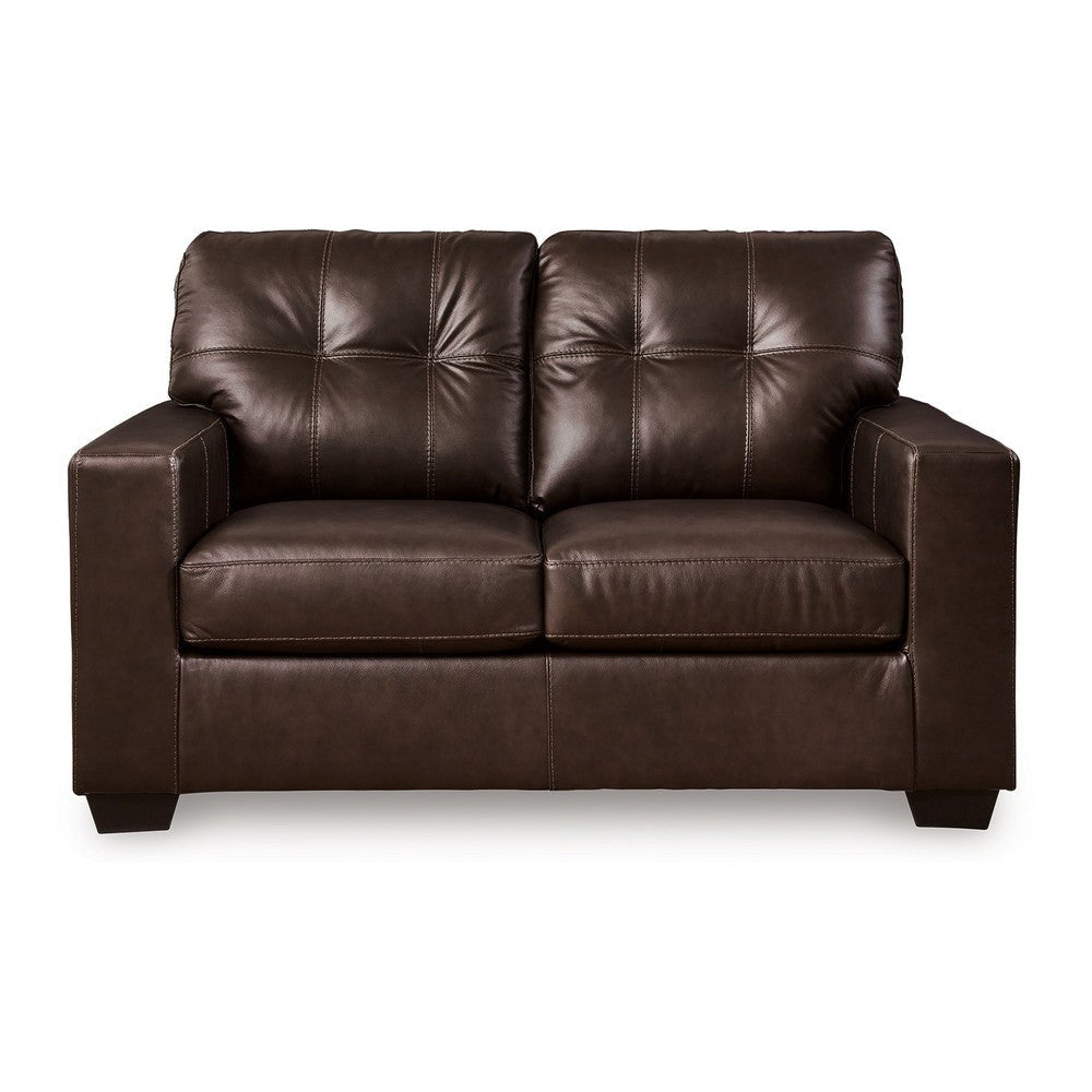 Ashley Orion Loveseat Dark Brown Tufted Real and Faux Leather Seats 62 Inch BM329010