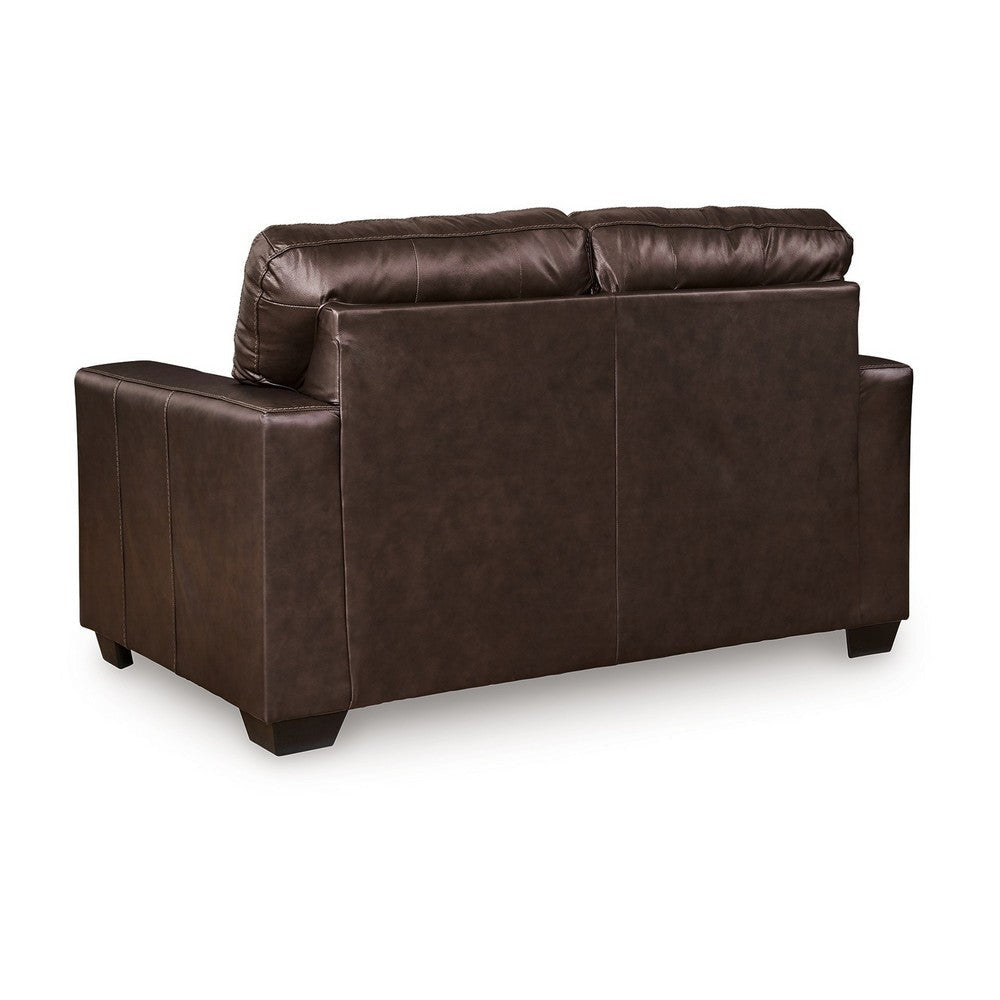 Ashley Orion Loveseat Dark Brown Tufted Real and Faux Leather Seats 62 Inch BM329010