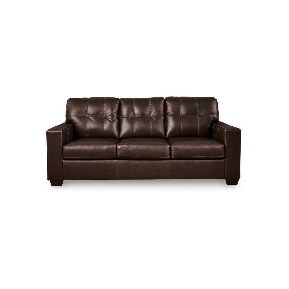 Ashley Orion Sofa Dark Brown Tufted Real and Faux Leather Cushions 85 Inch BM329011