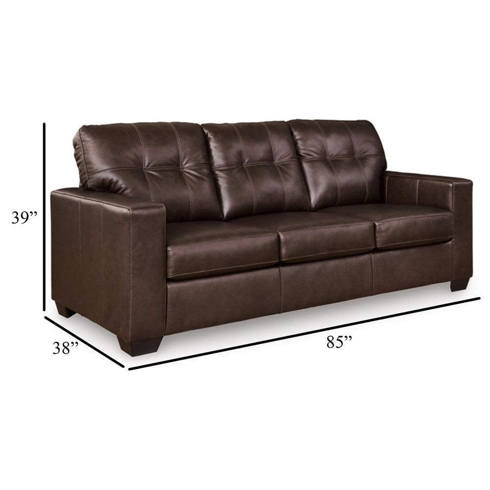 Ashley Orion Sofa Dark Brown Tufted Real and Faux Leather Cushions 85 Inch BM329011