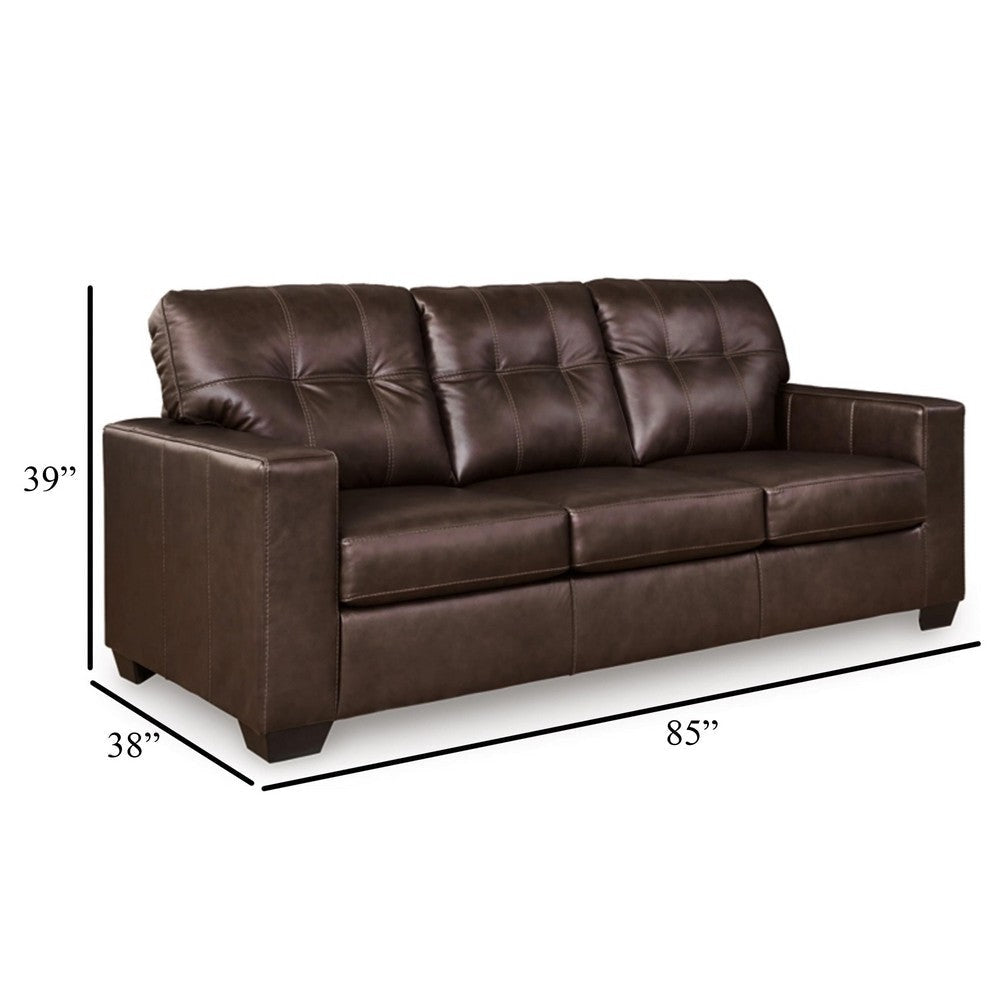 Ashley Orion Queen Sofa Sleeper 85 Inch Dark Brown Real and Faux Leather