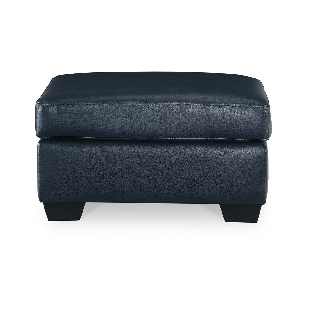 Ashley Orion Ottoman 34 Inch Rich Ocean Blue Real and Faux Leather Cushion BM329013