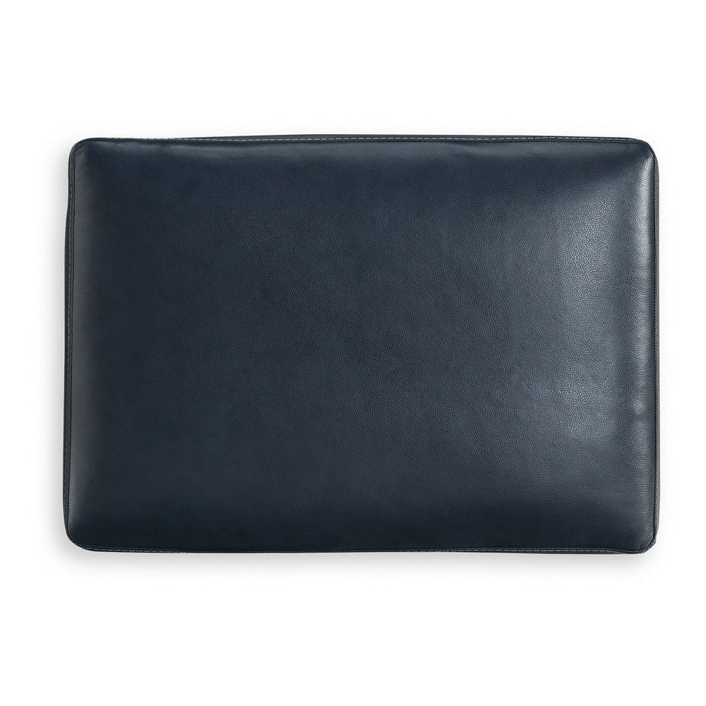 Ashley Orion Ottoman 34 Inch Rich Ocean Blue Real and Faux Leather Cushion BM329013
