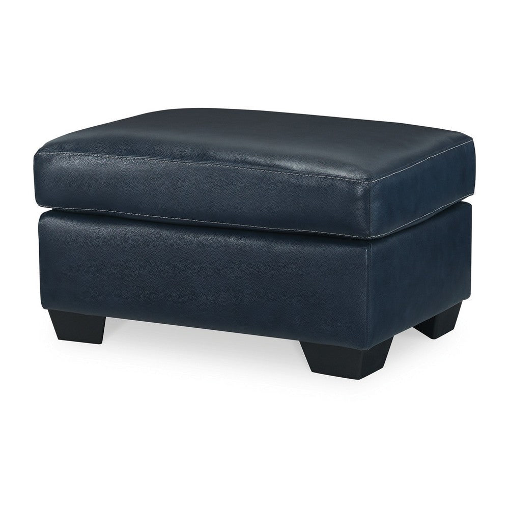 Ashley Orion Ottoman 34 Inch Rich Ocean Blue Real and Faux Leather Cushion BM329013