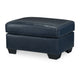 Ashley Orion Ottoman 34 Inch Rich Ocean Blue Real and Faux Leather Cushion BM329013