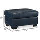 Ashley Orion Ottoman 34 Inch Rich Ocean Blue Real and Faux Leather Cushion BM329013