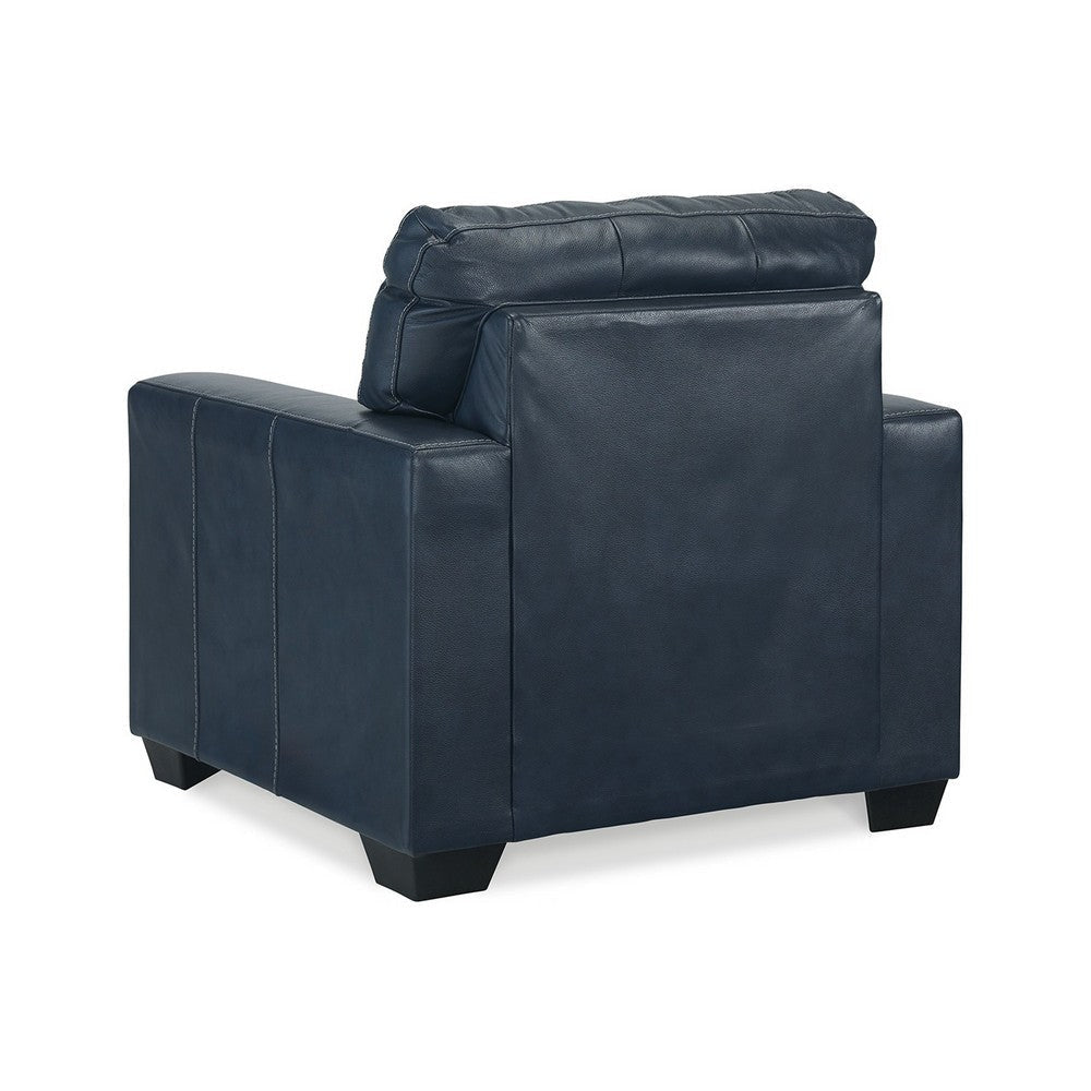 Ashley Orion Armchair Modern Ocean Blue Tufted Real and Faux Leather Cushion BM329014