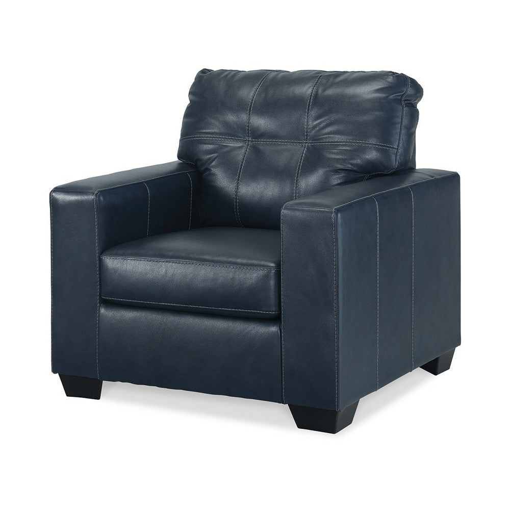 Ashley Orion Armchair Modern Ocean Blue Tufted Real and Faux Leather Cushion BM329014