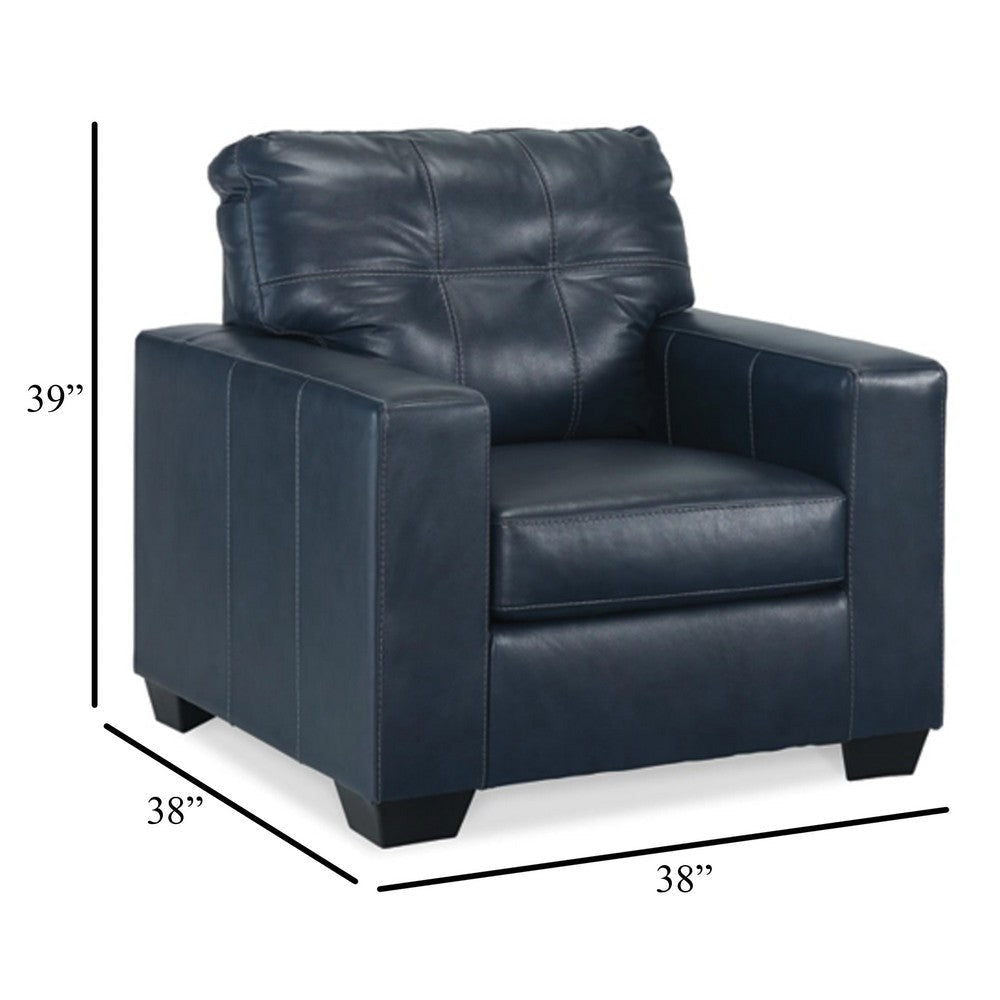 Ashley Orion Armchair Modern Ocean Blue Tufted Real and Faux Leather Cushion BM329014