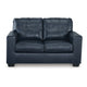 Ashley Orion Loveseat Ocean Blue Tufted Real and Faux Leather Seats 62 Inch BM329015