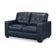Ashley Orion Loveseat Ocean Blue Tufted Real and Faux Leather Seats 62 Inch BM329015