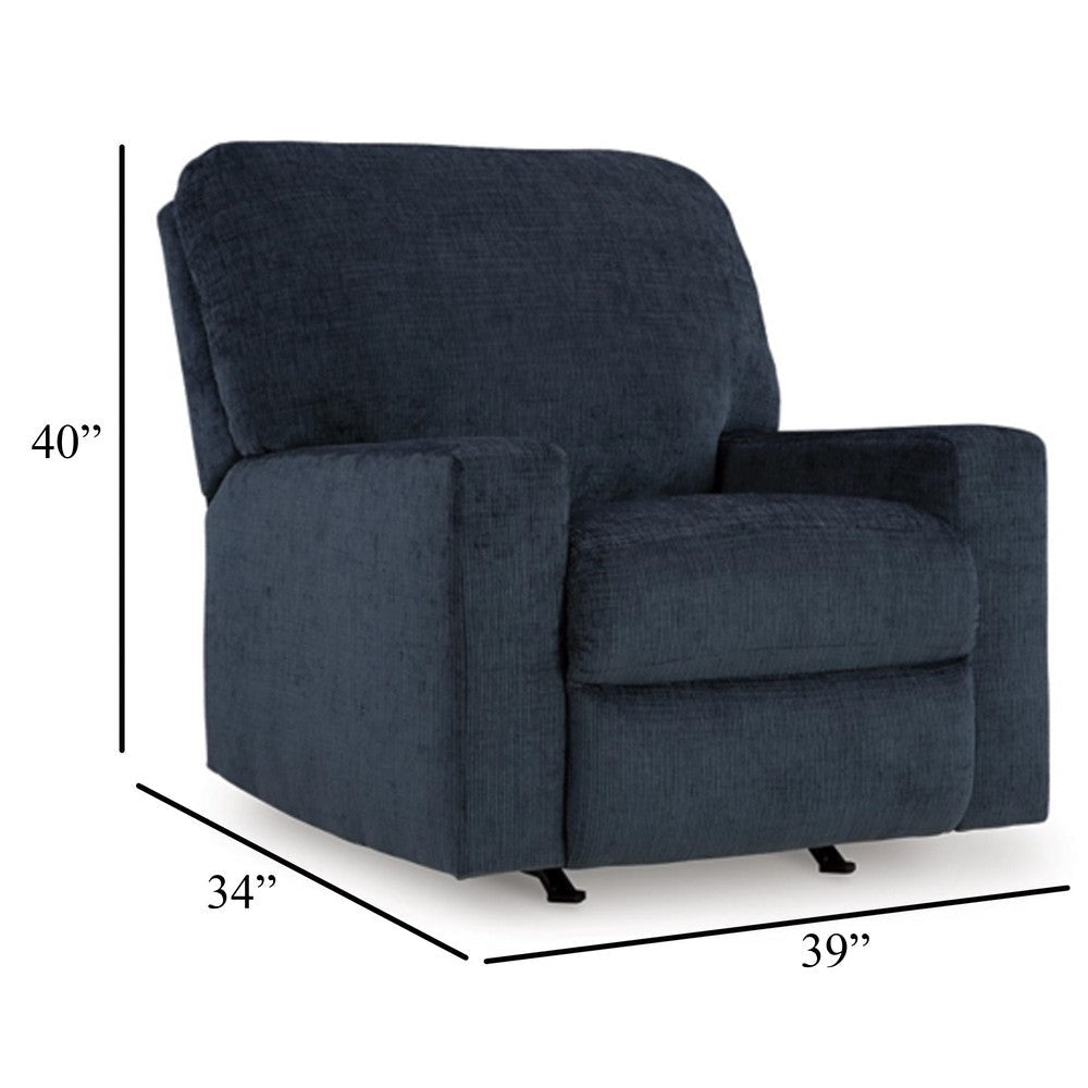 Ashley Avie Rocker Recliner Chair with Gentle Motion Navy Blue Polyester BM329018