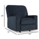 Ashley Avie Rocker Recliner Chair with Gentle Motion Navy Blue Polyester BM329018