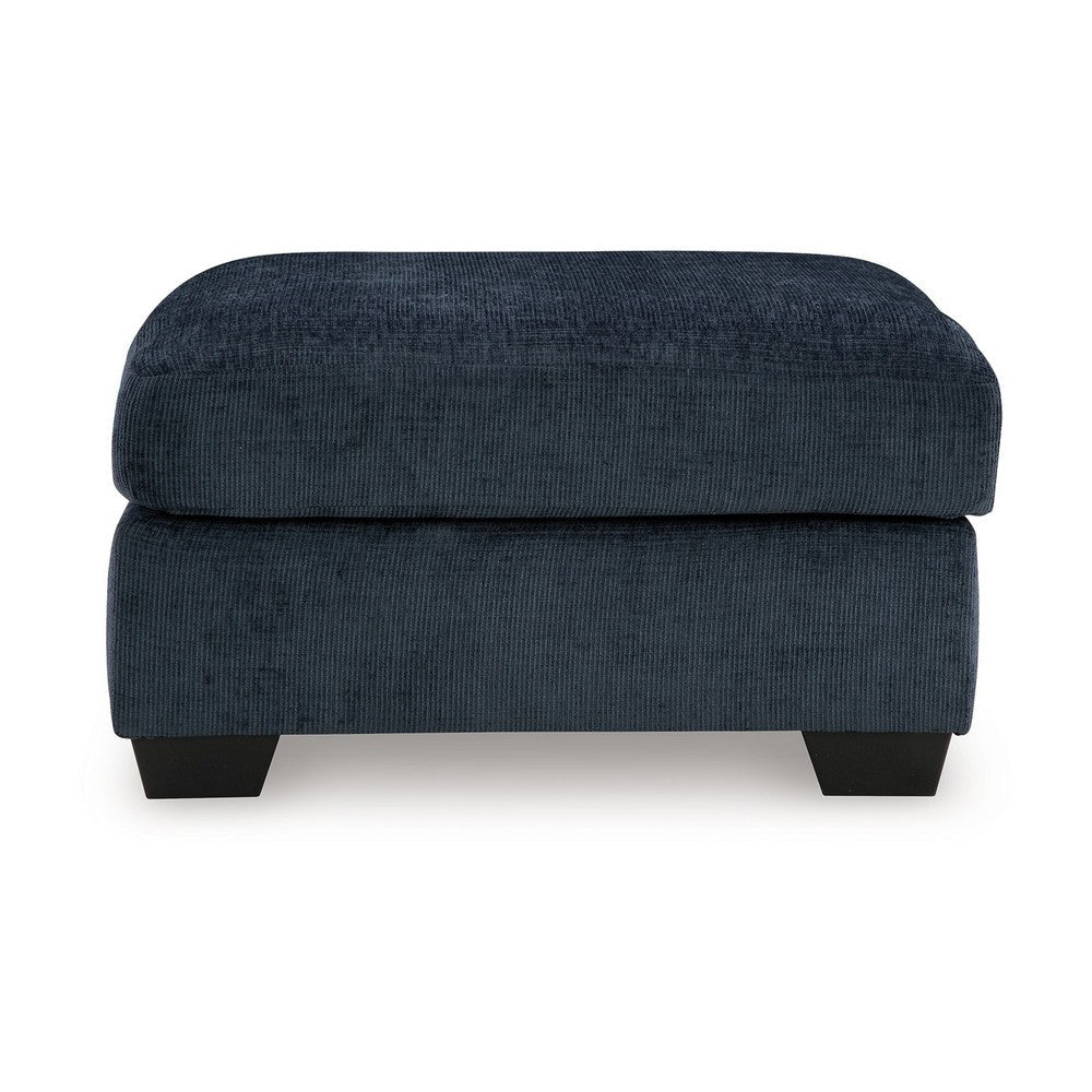 Ashley Avie Oversized Ottoman Faux Wood Details Navy Blue Polyester 38 Inch BM329019