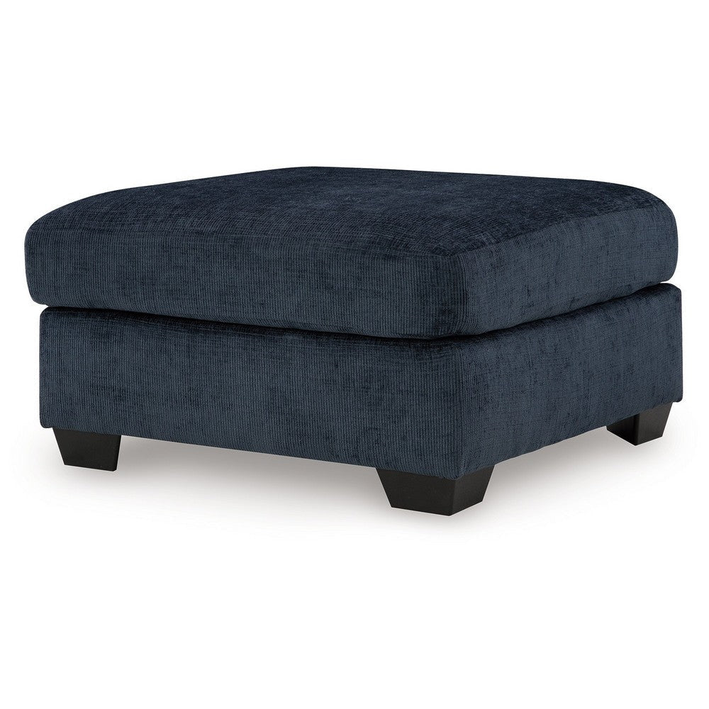Ashley Avie Oversized Ottoman Faux Wood Details Navy Blue Polyester 38 Inch BM329019