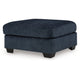 Ashley Avie Oversized Ottoman Faux Wood Details Navy Blue Polyester 38 Inch BM329019