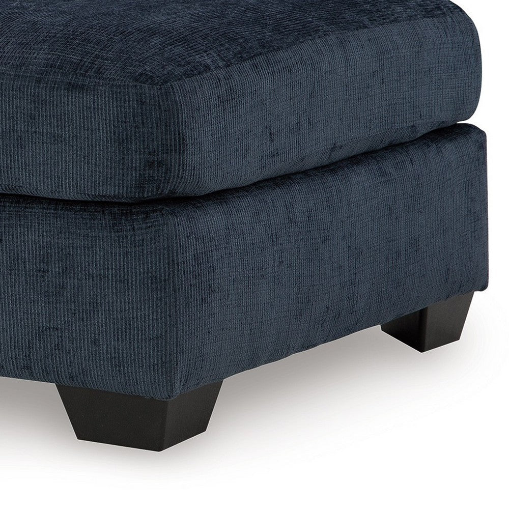 Ashley Avie Oversized Ottoman Faux Wood Details Navy Blue Polyester 38 Inch BM329019
