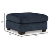 Ashley Avie Oversized Ottoman Faux Wood Details Navy Blue Polyester 38 Inch BM329019
