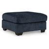Ashley Avie Oversized Ottoman, Faux Wood Details, Navy Blue Polyester 38 Inch
