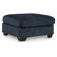 Ashley Avie Oversized Ottoman, Faux Wood Details, Navy Blue Polyester 38 Inch
